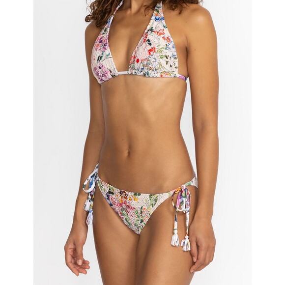 Johnny Was bikini bottom white floral Neon Jungle Eyelet ties swim NWT $120 XXL - Picture 2 of 6